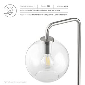 Modway Silo 1-Light Modern Glass/Metal Floor Lamp in Satin Nickel