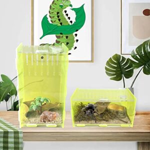 Reptile Terrarium,Vertical Acrylic Tarantula Enclosure Breeding Tank,Aquarium Breeding Tank 5" x 4" x 8"for Invertebrates and Small Tree Dwelling Reptiles,Mantis, Cricket,Snails,Frog-Fluorescent Green