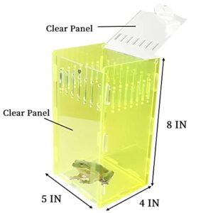 Reptile Terrarium,Vertical Acrylic Tarantula Enclosure Breeding Tank,Aquarium Breeding Tank 5" x 4" x 8"for Invertebrates and Small Tree Dwelling Reptiles,Mantis, Cricket,Snails,Frog-Fluorescent Green