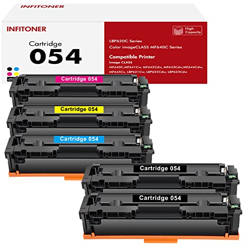 054 054H Toner Cartridge 5 Pack Compatible Replacement for Canon Cartridge 054 for Canon Color ImageCLASS MF644Cdw MF642Cdw LBP622Cdw MF642 MF644 Printer |Black Cyan Yellow Magenta|