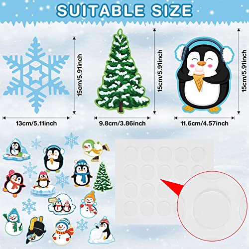 48 Pieces Winter Cutouts Christmas Classroom Bulletin Border Decoration with Glue Point Snowflake Penguin Snowman Cutouts for Winter Xmas Bulletin Board Classroom Home Office Decor (Penguin)