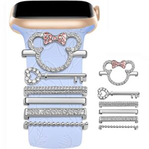 Watch Band Charms for Apple Smart Watch for Women Decorative Ring Loops 38mm 40mm 41mm 42mm 44mm 45mm Compatible with iWatch Series 7 6 5 4 3 2 1 SmartWatch Band Accessories Diamond Jewelry(No Watch Band) (cartoon cute mouse)