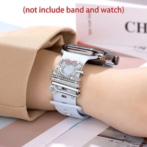 Watch Band Charms for Apple Smart Watch for Women Decorative Ring Loops 38mm 40mm 41mm 42mm 44mm 45mm Compatible with iWatch Series 7 6 5 4 3 2 1 SmartWatch Band Accessories Diamond Jewelry(No Watch Band) (cartoon cute mouse)