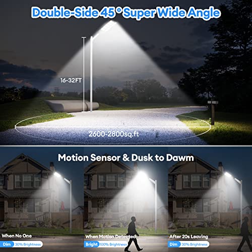 DANCINGBOAR 1000W Solar LED Street Lights Outdoor Motion Sensor, 80000LM Commercial 6500K Dusk to Dawn LED Security Floodlight with Remote Control, IP66 Waterproof Parking Lot Light for Yard, Path