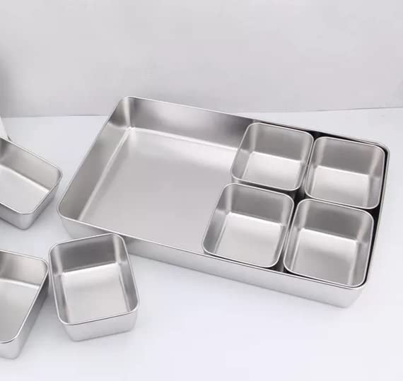 Xarra - Japanese Mini Container, Stainless Steel Yakumi Mise En Place Box, Multi Compartment Set For Food, Herbs, Seasoning and Spices (8 Compartment)