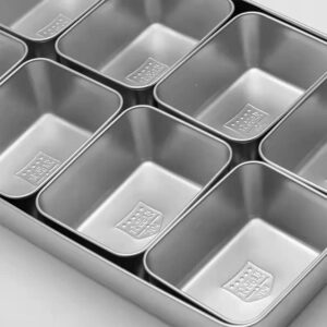 Xarra - Japanese Mini Container, Stainless Steel Yakumi Mise En Place Box, Multi Compartment Set For Food, Herbs, Seasoning and Spices (8 Compartment)