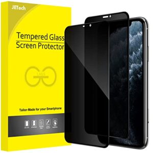 jetech privacy full coverage screen protector for iphone 11 pro/x/xs 5.8-inch, anti-spy tempered glass film, edge to edge protection case-friendly, 2-pack