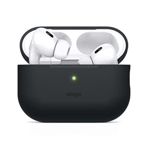 elago portable electronic device cover compatible with airpods pro 2nd generation earphones case, protective silicone case, front led visible, supports wireless charging [black]