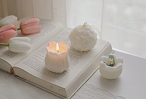 Aroma Candle,120G Tulip Flower Shaped Soy Wax Scented Candle for Table Photo Prop Birthday Gift,Prefect for Meditation Stress Relief Mood Boosting Bath Yoga