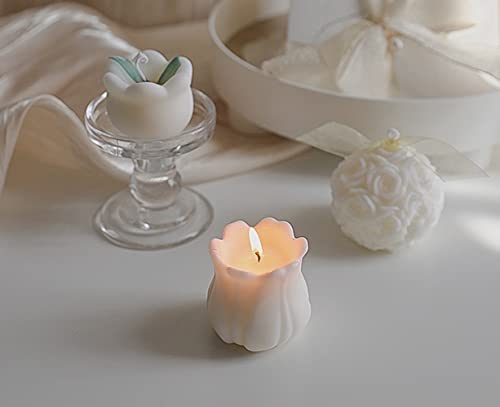 Aroma Candle,120G Tulip Flower Shaped Soy Wax Scented Candle for Table Photo Prop Birthday Gift,Prefect for Meditation Stress Relief Mood Boosting Bath Yoga