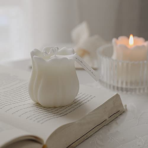 Aroma Candle,120G Tulip Flower Shaped Soy Wax Scented Candle for Table Photo Prop Birthday Gift,Prefect for Meditation Stress Relief Mood Boosting Bath Yoga