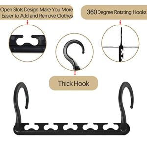 Space Saving Hangers, 8 Pack Black Heavy Duty Plastic Closet Hangers Space Saving, Hanger Organizer for Closet Organizers and Storage, Collapsible Magic Hangers Space Saver (Black)