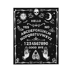 kamoxi funny ouija board blanket magic witch spirit gothic black throw blankets for women girls bed sofa chair couch halloween decor soft fluffy fleece flannel blanket fuzzy gifts bedding 50"x40"