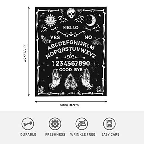Kamoxi Funny Ouija Board Blanket Magic Witch Spirit Gothic Black Throw Blankets for Women Girls Bed Sofa Chair Couch Halloween Decor Soft Fluffy Fleece Flannel Blanket Fuzzy Gifts Bedding 50"x40"