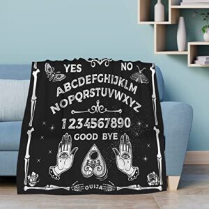 Kamoxi Funny Ouija Board Blanket Magic Witch Spirit Gothic Black Throw Blankets for Women Girls Bed Sofa Chair Couch Halloween Decor Soft Fluffy Fleece Flannel Blanket Fuzzy Gifts Bedding 50"x40"