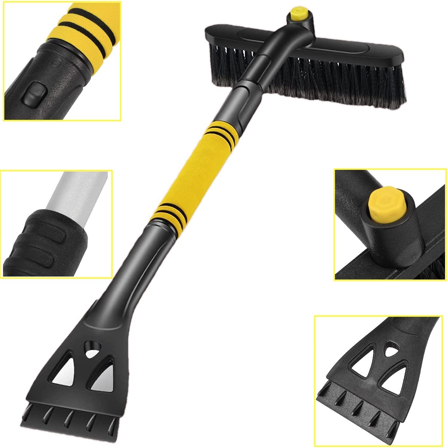 ALLTALE 2-in-1 Detachable Snow Brush and Ice Scraper, Heavy Duty ABS Scraper and Scratch Resistant PVC Brush for Cars, Trucks