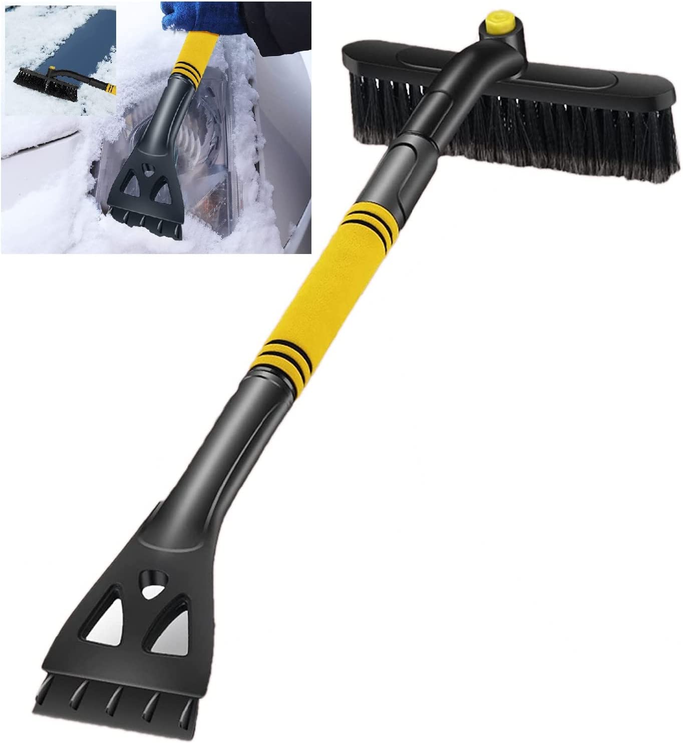 ALLTALE 2-in-1 Detachable Snow Brush and Ice Scraper, Heavy Duty ABS Scraper and Scratch Resistant PVC Brush for Cars, Trucks