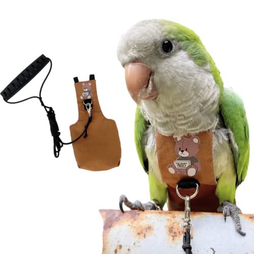 Bird Diaper Harness Flight Suit Clothes, Parrot Flight Suit with Leash for Parrot, Bird Flying Clothes with Rope and Handle for Outdoor Activities Training (with Leash,Green-cheeked Conure)