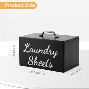 Welltop Dryer Sheet Holder, Dryer Sheet Dispenser with Lid for Laundry Room Organization, Farmhouse Laundry Dryer Sheets Holder for Laundry Decor, Wooden Fabric Softener Dispenser Laundry Container