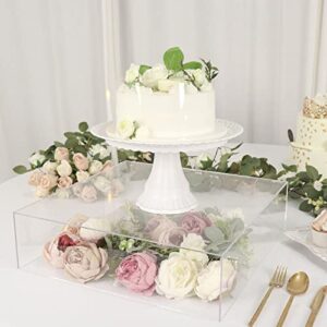 efavormart 18"x18" | clear acrylic cake box stand, mirror finish display box pedestal riser with hollow bottom