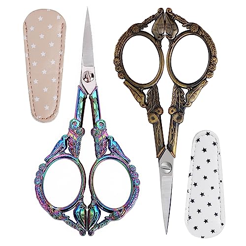 GLEXAL Crochet Scissors –Professional Grade Shears for sewing,Craft, Artwork, Crochet,trimming,Needlework,Yarn, Handicraft DIY Tool,Thread,Beauty Hair,4.5in Rainbow…