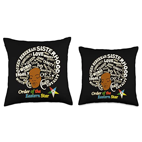 OES - The Eastern Star Store OES Sister Afro PHA Queen Order The Eastern Star Christmas Throw Pillow, 16x16, Multicolor