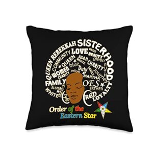 OES - The Eastern Star Store OES Sister Afro PHA Queen Order The Eastern Star Christmas Throw Pillow, 16x16, Multicolor