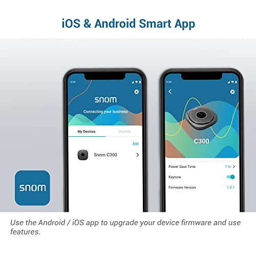 Snom C300 Bluetooth 5.0 Conference Speakerphone with 6 Mics, 24 hrs Call Time, App Controlled, USB C, Home Office & Small Business, Black