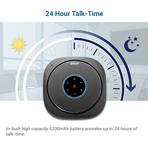 Snom C300 Bluetooth 5.0 Conference Speakerphone with 6 Mics, 24 hrs Call Time, App Controlled, USB C, Home Office & Small Business, Black