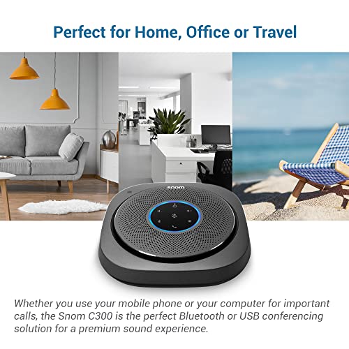 Snom C300 Bluetooth 5.0 Conference Speakerphone with 6 Mics, 24 hrs Call Time, App Controlled, USB C, Home Office & Small Business, Black