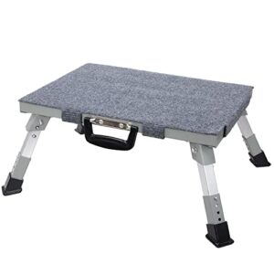 homeon wheels aluminum larger rv step stool, adjustable height aluminum folding platform step with non-slip rubber feet rv step supports up to 1500lbs
