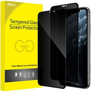 jetech privacy full coverage screen protector for iphone 11 pro max/xs max 6.5-inch, anti-spy tempered glass film, edge to edge protection case-friendly, 2-pack