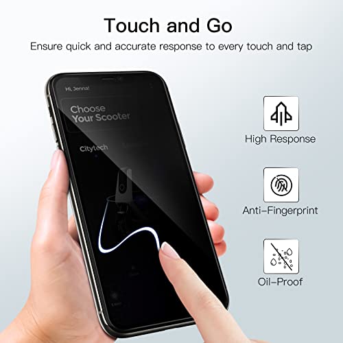 JETech Privacy Full Coverage Screen Protector for iPhone 11 Pro Max/XS Max 6.5-Inch, Anti-Spy Tempered Glass Film, Edge to Edge Protection Case-Friendly, 2-Pack