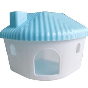 WOWOWMEOW Hamster Plastic House Hideout Small Animals Cage Corner Hideouts Habitat Decor for Dwarf Hamsters Gerbils Mice (Blue)