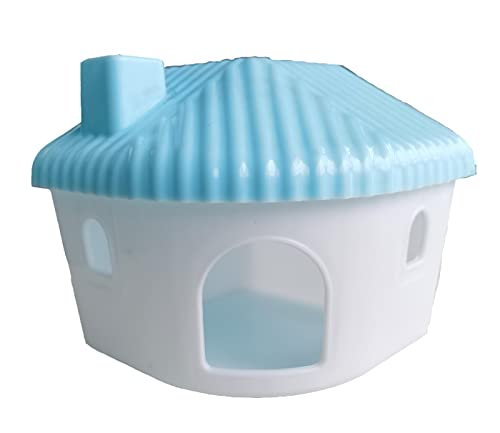 WOWOWMEOW Hamster Plastic House Hideout Small Animals Cage Corner Hideouts Habitat Decor for Dwarf Hamsters Gerbils Mice (Blue)