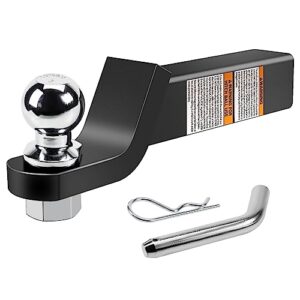 trailer hitch ball mount with 2 inch ball & hitch pin clip, solid steel tow ball hitch fits 2 in receiver, 6000 lbs, 2" drop
