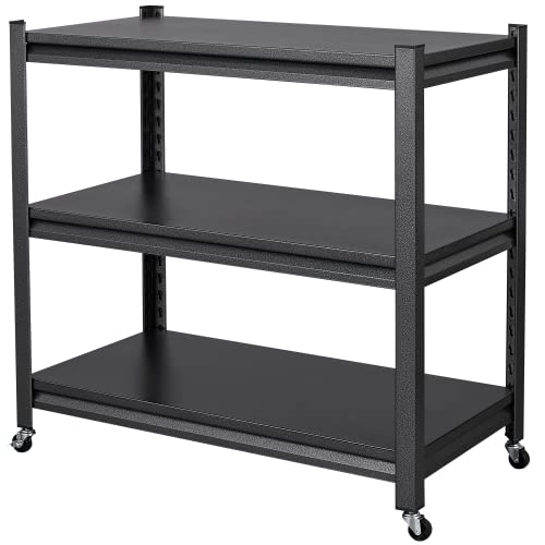 BYNSOE Garage Shelving Heavy Duty Storage Shelves for Garage Storage Rack Adjustable 3 Tier Metal Shelving Basement Garage Storage Shelves (3-Tier)