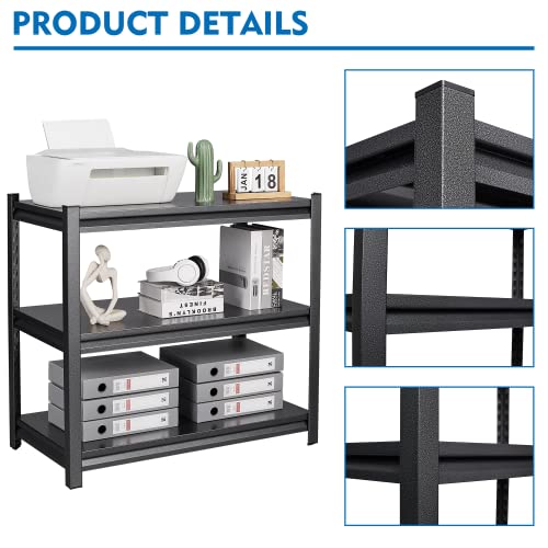 BYNSOE Garage Shelving Heavy Duty Storage Shelves for Garage Storage Rack Adjustable 3 Tier Metal Shelving Basement Garage Storage Shelves (3-Tier)