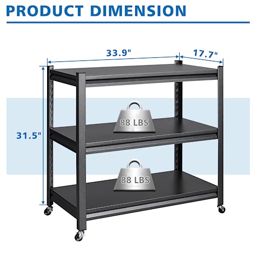 BYNSOE Garage Shelving Heavy Duty Storage Shelves for Garage Storage Rack Adjustable 3 Tier Metal Shelving Basement Garage Storage Shelves (3-Tier)