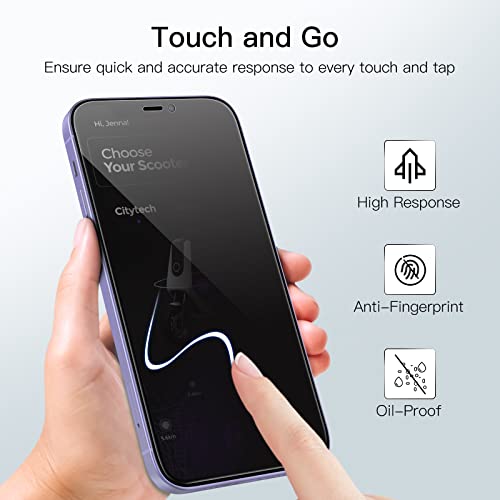 JETech Privacy Full Coverage Screen Protector for iPhone 12 mini 5.4-Inch, Anti-Spy Tempered Glass Film, Edge to Edge Protection Case-Friendly, 2-Pack