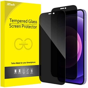 jetech privacy full coverage screen protector for iphone 12 mini 5.4-inch, anti-spy tempered glass film, edge to edge protection case-friendly, 2-pack