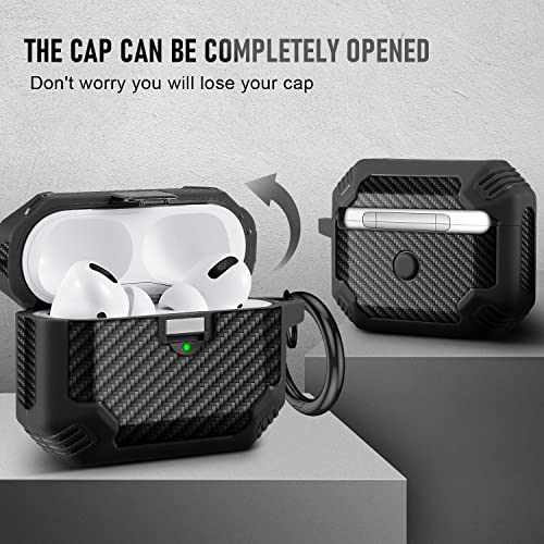 Maxjoy for Airpods Pro 2nd Generation Case Cover 2022,Secure Lock Clip Full Body Rugged Hard Shell Protective Case Cover with Keychain,AirPod pro 2 for Men and Women Case,Front LED Visible(Black)