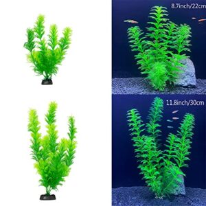 Smoothedo-Pets Aquarium Plants Fish Tank Decorations Plastic Artificial Plant Goldfish Waterscape Fish Hides Classic Aquatic Plants (Green Set)