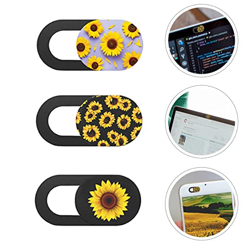 SOLUSTRE Webcam Slider 3pcs Computer Lid Sunflower Rotect Universal Prvacy Privacy Ultra- Thin Slider Cover Laptop Ultra- Camera Visual Your Thin Webcam Printed Lens Slide Computer Webcam Cover