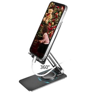 zealott cell phone stand multi-angle, tablet stand holder, adjustable height and angle phone stand for desk, foldable phone holder, universal lazy bracket, grey