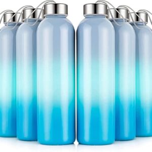 GoldArea 6 Pack Glass Water Bottles, 25 oz Colored Glass Bottles, Reusable Sports Water Bottle with Stainless Steel Lids and Carrying Straps, Leak-proof Water Bottles for Travel, Gym, or Office