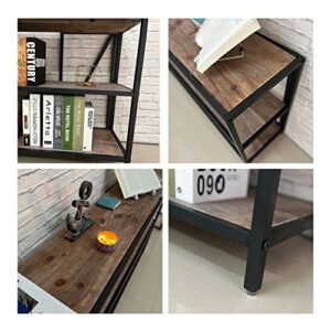 Industrial Bookshelf 3 Shelf Bookcase,Rustic Farmhouse Book Shelves,Solid Wood Three Tier Open Bookcase ,Industrial Wood and Black Metal Bookshelves, Industrial Bookshelf for Living Room Home Office