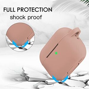 OLEBAND Airpods Pro 2nd Generation(2022) Case with Cute Bling Keychain,Silione Protective and Anti-Slip Cover for Apple Airpod Pro 2 Case,LED Visible,for Women and Girls,Milk Tea