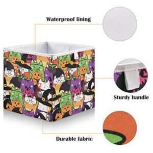 Kigai Halloween Cats Rectangular Storage Bins - 15.8 x 10.6 x 7 in Large Foldable Rectangular Organizer Storage Basket for Home Office, Nursery, Shelf, Closet