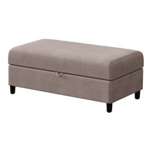 shintenchi 45" upholstered storage ottoman bench, rectangular fabric storage footstool bench with hydraulic rod for living room, bedroom (khaki)